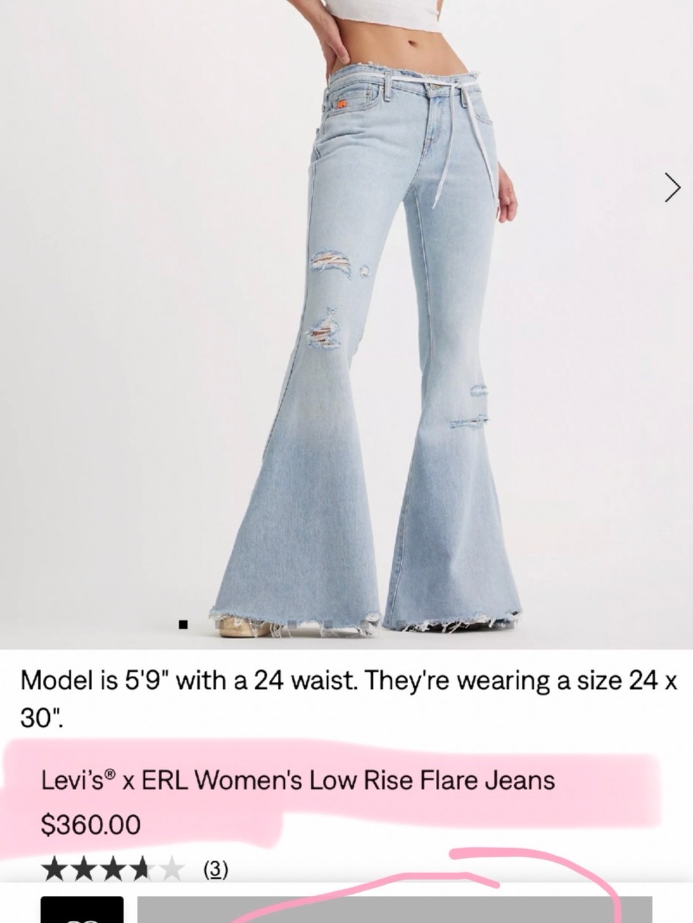 Levi's Light Blue Low-Rise Bell Bottom Flare Jeans A54280001 Light Indigo Wash
